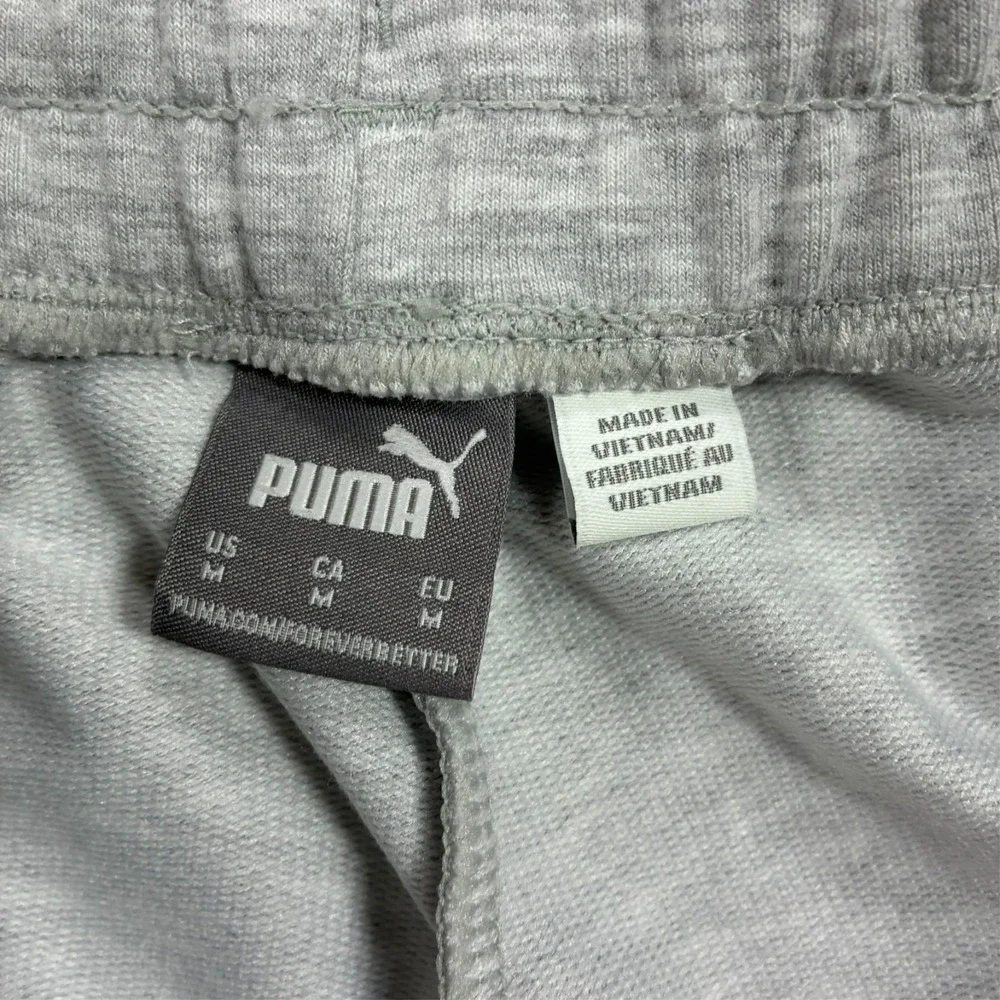 Puma Mens Jogger Sweatpants Size M Gray Fleece Drawstring Logo Athletic